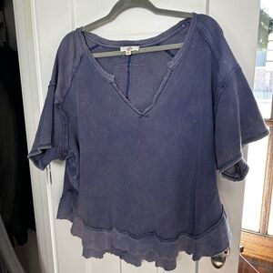 Entro Distressed Purple Short Sleeve Top